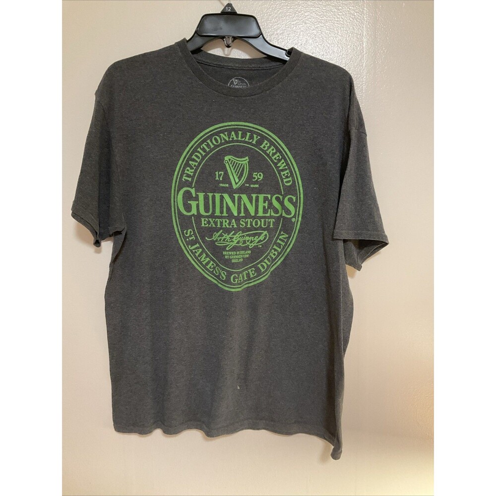 Guinness Men’s L Short Sleeve T Shirt Green Logo Official